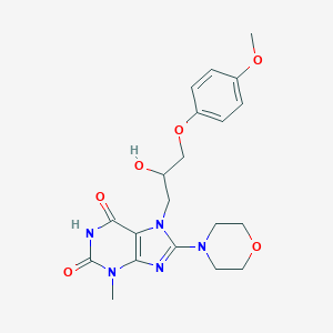 molecular formula C20H25N5O6 B414246 7-[2-hydroxy-3-(4-methoxyphenoxy)propyl]-3-methyl-8-(4-morpholinyl)-3,7-dihydro-1H-purine-2,6-dione 