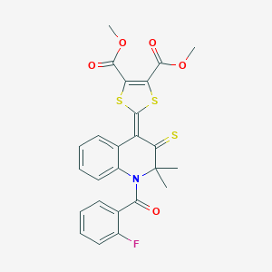 molecular formula C25H20FNO5S3 B414251 Dimethyl 2-[1-(2-fluorobenzoyl)-2,2-dimethyl-3-sulfanylidenequinolin-4-ylidene]-1,3-dithiole-4,5-dicarboxylate CAS No. 307339-95-3