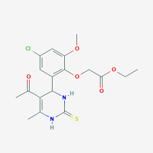 molecular formula C18H21ClN2O5S B4142564 ethyl [2-(5-acetyl-6-methyl-2-thioxo-1,2,3,4-tetrahydro-4-pyrimidinyl)-4-chloro-6-methoxyphenoxy]acetate 