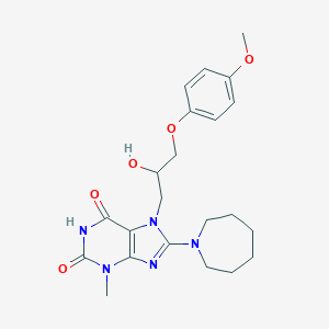 molecular formula C22H29N5O5 B414257 8-(Azepan-1-yl)-7-[2-hydroxy-3-(4-methoxyphenoxy)propyl]-3-methylpurine-2,6-dione CAS No. 313230-40-9