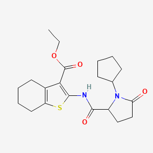 molecular formula C21H28N2O4S B4142610 Ethyl 2-[(1-cyclopentyl-5-oxopyrrolidine-2-carbonyl)amino]-4,5,6,7-tetrahydro-1-benzothiophene-3-carboxylate 