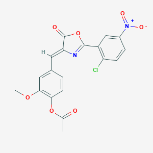 molecular formula C19H13ClN2O7 B414264 4-[(2-{2-chloro-5-nitrophenyl}-5-oxo-1,3-oxazol-4(5H)-ylidene)methyl]-2-methoxyphenyl acetate 