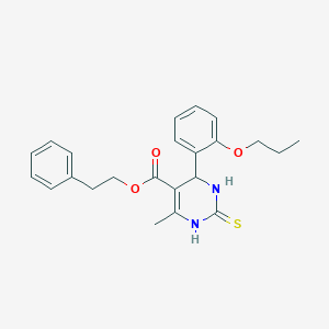 molecular formula C23H26N2O3S B414269 2-Phenylethyl 6-methyl-4-(2-propoxyphenyl)-2-thioxo-1,2,3,4-tetrahydro-5-pyrimidinecarboxylate 