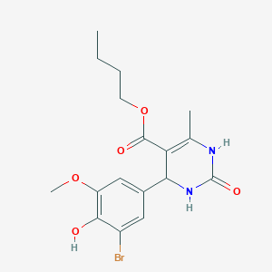 molecular formula C17H21BrN2O5 B414272 Butyl 6-(3-bromo-4-hydroxy-5-methoxyphenyl)-2-hydroxy-4-methyl-1,6-dihydropyrimidine-5-carboxylate 
