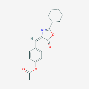molecular formula C18H19NO4 B414273 4-[(2-cyclohexyl-5-oxo-1,3-oxazol-4(5H)-ylidene)methyl]phenyl acetate 