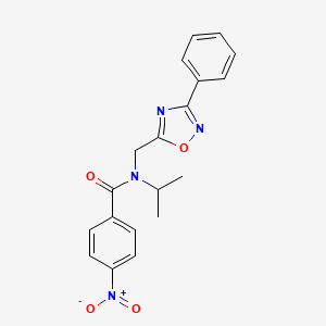 molecular formula C19H18N4O4 B4142733 4-nitro-N-[(3-phenyl-1,2,4-oxadiazol-5-yl)methyl]-N-(propan-2-yl)benzamide 