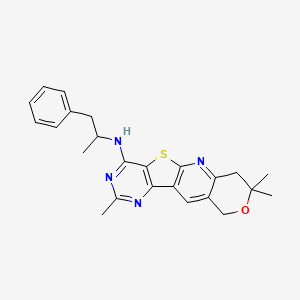 5,5,13-trimethyl-N-(1-phenylpropan-2-yl)-6-oxa-17-thia-2,12,14-triazatetracyclo[8.7.0.03,8.011,16]heptadeca-1,3(8),9,11,13,15-hexaen-15-amine