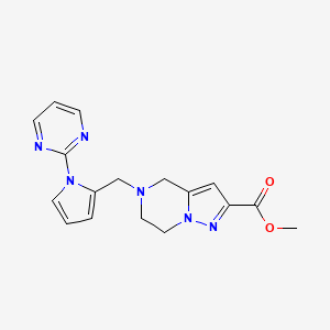 molecular formula C17H18N6O2 B4142779 methyl 5-[(1-pyrimidin-2-yl-1H-pyrrol-2-yl)methyl]-4,5,6,7-tetrahydropyrazolo[1,5-a]pyrazine-2-carboxylate 