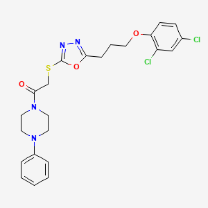 2-({5-[3-(2,4-Dichlorophenoxy)propyl]-1,3,4-oxadiazol-2-yl}sulfanyl)-1-(4-phenylpiperazin-1-yl)ethanone