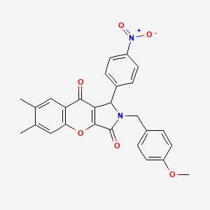 molecular formula C27H22N2O6 B4142799 2-(4-methoxybenzyl)-6,7-dimethyl-1-(4-nitrophenyl)-1,2-dihydrochromeno[2,3-c]pyrrole-3,9-dione 