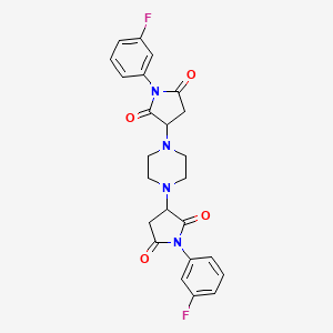 molecular formula C24H22F2N4O4 B4142837 3,3'-(1,4-piperazinediyl)bis[1-(3-fluorophenyl)-2,5-pyrrolidinedione] 