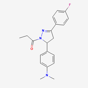 1-[3-[4-(Dimethylamino)phenyl]-5-(4-fluorophenyl)-3,4-dihydropyrazol-2-yl]propan-1-one