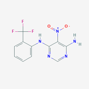 molecular formula C11H8F3N5O2 B4142920 5-nitro-4-N-[2-(trifluoromethyl)phenyl]pyrimidine-4,6-diamine 