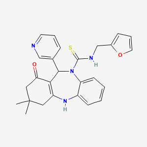 N-(furan-2-ylmethyl)-3,3-dimethyl-1-oxo-11-(pyridin-3-yl)-1,2,3,4,5,11-hexahydro-10H-dibenzo[b,e][1,4]diazepine-10-carbothioamide