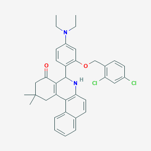 molecular formula C36H36Cl2N2O2 B414302 5-[2-[(2,4-dichlorobenzyl)oxy]-4-(diethylamino)phenyl]-2,2-dimethyl-2,3,5,6-tetrahydrobenzo[a]phenanthridin-4(1H)-one 