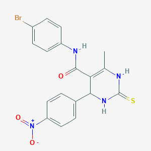 molecular formula C18H15BrN4O3S B414310 N-(4-bromophenyl)-4-{4-nitrophenyl}-6-methyl-2-thioxo-1,2,3,4-tetrahydro-5-pyrimidinecarboxamide CAS No. 331272-60-7