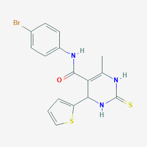 molecular formula C16H14BrN3OS2 B414311 N-(4-bromophenyl)-6-methyl-4-(2-thienyl)-2-thioxo-1,2,3,4-tetrahydro-5-pyrimidinecarboxamide 