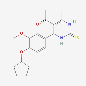 1-[4-(4-cyclopentyloxy-3-methoxyphenyl)-6-methyl-2-sulfanylidene-3,4-dihydro-1H-pyrimidin-5-yl]ethanone