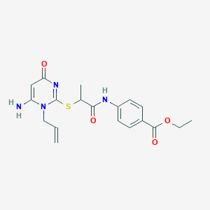 Ethyl 4-[(2-{[6-amino-4-oxo-1-(prop-2-en-1-yl)-1,4-dihydropyrimidin-2-yl]sulfanyl}propanoyl)amino]benzoate