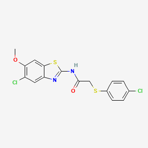 N-(5-chloro-6-methoxy-1,3-benzothiazol-2-yl)-2-[(4-chlorophenyl)thio]acetamide