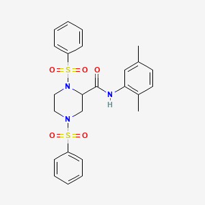 1,4-bis(benzenesulfonyl)-N-(2,5-dimethylphenyl)piperazine-2-carboxamide