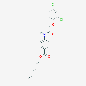 molecular formula C21H23Cl2NO4 B414333 Hexyl 4-{[(2,4-dichlorophenoxy)acetyl]amino}benzoate 