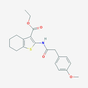 molecular formula C20H23NO4S B414336 Ethyl 2-{[(4-methoxyphenyl)acetyl]amino}-4,5,6,7-tetrahydro-1-benzothiophene-3-carboxylate 