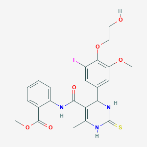 molecular formula C23H24IN3O6S B4143377 methyl 2-[({4-[4-(2-hydroxyethoxy)-3-iodo-5-methoxyphenyl]-6-methyl-2-thioxo-1,2,3,4-tetrahydro-5-pyrimidinyl}carbonyl)amino]benzoate 