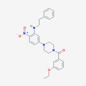 molecular formula C27H30N4O4 B4143405 5-[4-(3-ethoxybenzoyl)-1-piperazinyl]-2-nitro-N-(2-phenylethyl)aniline 