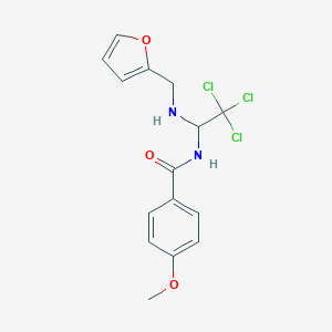 molecular formula C15H15Cl3N2O3 B414343 4-methoxy-N-{2,2,2-trichloro-1-[(2-furylmethyl)amino]ethyl}benzamide 