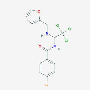 molecular formula C14H12BrCl3N2O2 B414344 4-bromo-N-{2,2,2-trichloro-1-[(2-furylmethyl)amino]ethyl}benzamide 