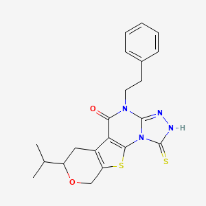 7-(2-phenylethyl)-12-propan-2-yl-3-sulfanylidene-13-oxa-16-thia-2,4,5,7-tetrazatetracyclo[7.7.0.02,6.010,15]hexadeca-1(9),5,10(15)-trien-8-one