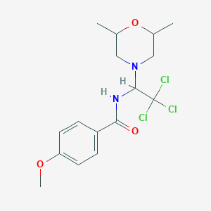molecular formula C16H21Cl3N2O3 B414345 4-methoxy-N-[2,2,2-trichloro-1-(2,6-dimethyl-4-morpholinyl)ethyl]benzamide 