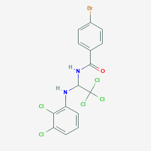 molecular formula C15H10BrCl5N2O B414346 4-bromo-N-[2,2,2-trichloro-1-(2,3-dichloroanilino)ethyl]benzamide 
