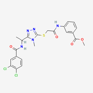 molecular formula C22H21Cl2N5O4S B4143474 methyl 3-[({[5-(1-{[(3,4-dichlorophenyl)carbonyl]amino}ethyl)-4-methyl-4H-1,2,4-triazol-3-yl]sulfanyl}acetyl)amino]benzoate 