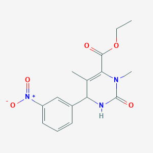 molecular formula C15H17N3O5 B414358 Ethyl 6-{3-nitrophenyl}-3,5-dimethyl-2-oxo-1,2,3,6-tetrahydro-4-pyrimidinecarboxylate 