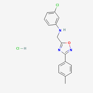 3-chloro-N-[[3-(4-methylphenyl)-1,2,4-oxadiazol-5-yl]methyl]aniline;hydrochloride