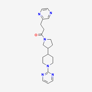 2-(4-{1-[3-(2-pyrazinyl)propanoyl]-3-pyrrolidinyl}-1-piperidinyl)pyrimidine