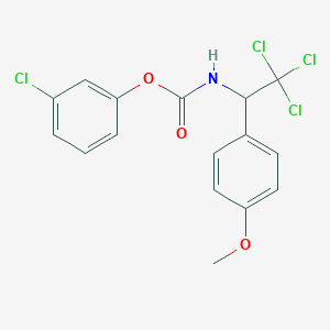 molecular formula C16H13Cl4NO3 B414363 3-Chlorophenyl 2,2,2-trichloro-1-(4-methoxyphenyl)ethylcarbamate 