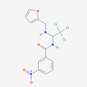 molecular formula C14H12Cl3N3O4 B414369 3-nitro-N-{2,2,2-trichloro-1-[(2-furylmethyl)amino]ethyl}benzamide 