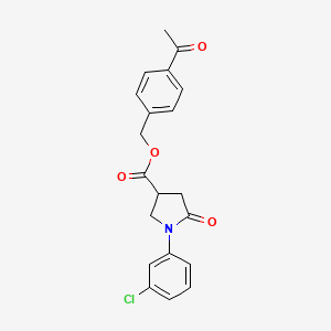 molecular formula C20H18ClNO4 B4143699 4-acetylbenzyl 1-(3-chlorophenyl)-5-oxo-3-pyrrolidinecarboxylate 