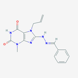 molecular formula C16H16N6O2 B414373 benzaldehyde (7-allyl-3-methyl-2,6-dioxo-2,3,6,7-tetrahydro-1H-purin-8-yl)hydrazone CAS No. 331658-93-6