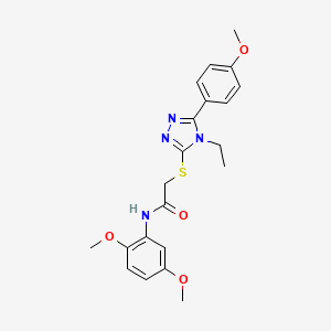 molecular formula C21H24N4O4S B4143773 N-(2,5-dimethoxyphenyl)-2-{[4-ethyl-5-(4-methoxyphenyl)-4H-1,2,4-triazol-3-yl]thio}acetamide 