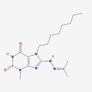 molecular formula C17H28N6O2 B414379 3-methyl-8-[2-(1-methylethylidene)hydrazino]-7-octyl-3,7-dihydro-1H-purine-2,6-dione 