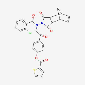 molecular formula C29H21ClN2O6S B4143821 4-{N-[(2-chlorophenyl)carbonyl]-N-(1,3-dioxo-1,3,3a,4,7,7a-hexahydro-2H-4,7-methanoisoindol-2-yl)glycyl}phenyl thiophene-2-carboxylate 