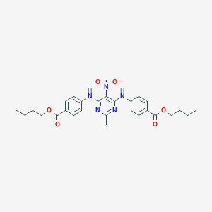 molecular formula C27H31N5O6 B414386 Butyl 4-({6-[4-(butoxycarbonyl)anilino]-5-nitro-2-methyl-4-pyrimidinyl}amino)benzoate 