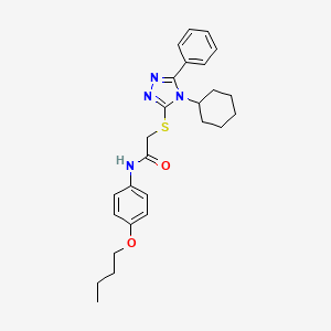 molecular formula C26H32N4O2S B4143936 N-(4-butoxyphenyl)-2-[(4-cyclohexyl-5-phenyl-4H-1,2,4-triazol-3-yl)thio]acetamide 