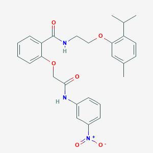 molecular formula C27H29N3O6 B4143973 N-[2-(2-isopropyl-5-methylphenoxy)ethyl]-2-{2-[(3-nitrophenyl)amino]-2-oxoethoxy}benzamide 