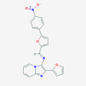 molecular formula C22H14N4O4 B414404 2-(2-furyl)-N-{[5-(4-nitrophenyl)-2-furyl]methylene}imidazo[1,2-a]pyridin-3-amine 