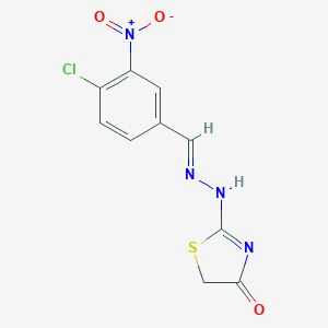 molecular formula C10H7ClN4O3S B414406 2-[(2E)-2-[(4-chloro-3-nitrophenyl)methylidene]hydrazinyl]-1,3-thiazol-4-one 